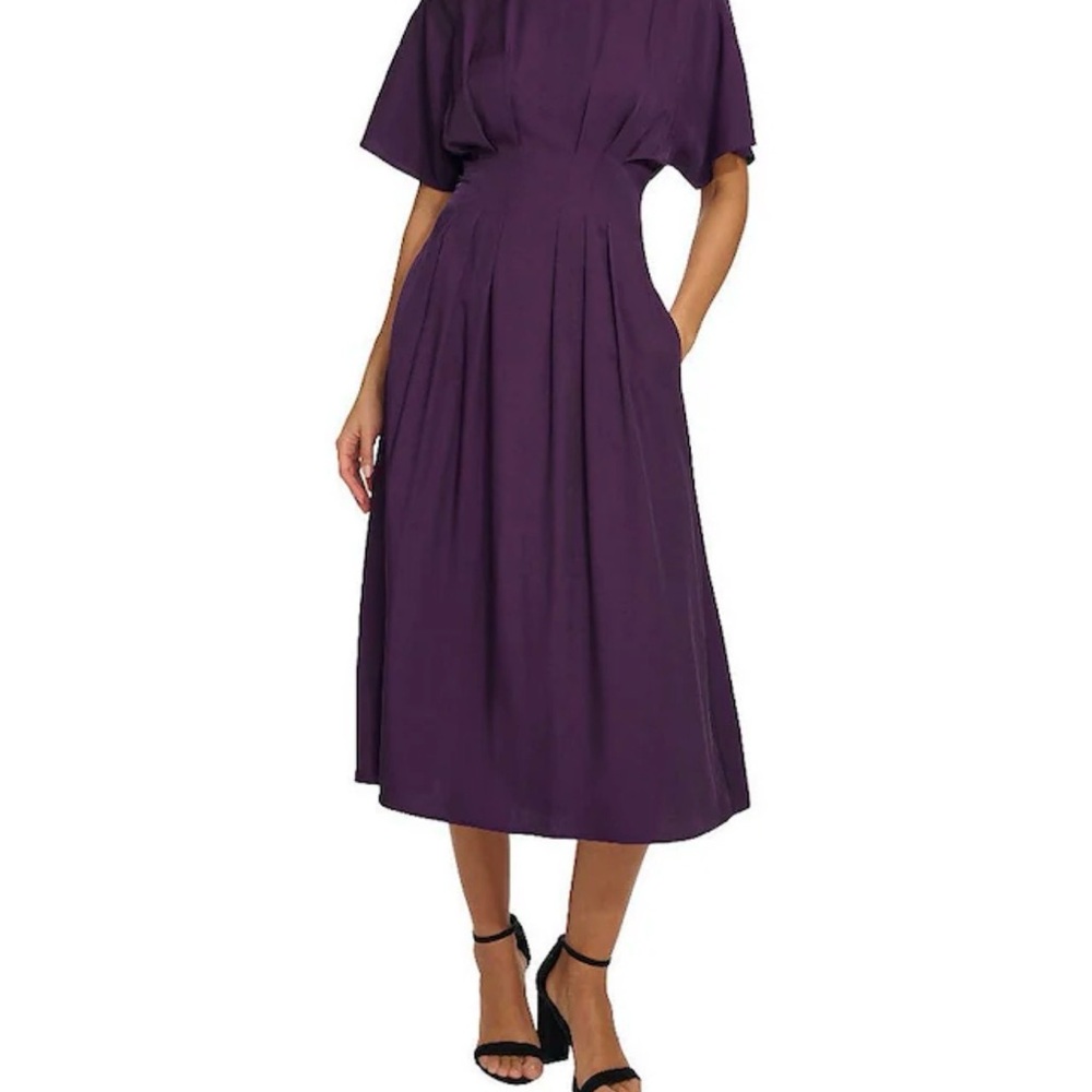 Kensie
Short Sleeve Smocked Waist A-Line Midi Dress - Eggplant